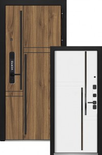 Входная дверь 10 см 2МДФ Орех пекан Шагрень белая Шагрень белая