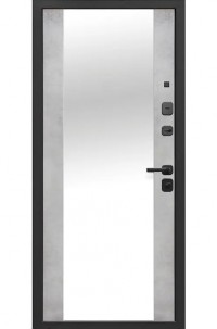 Входная дверь 10 см 2МДФ Сатин черный Бетон снежный зеркало 