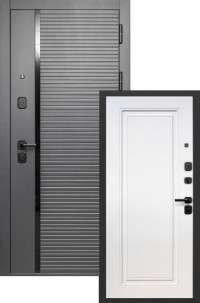 Входная дверь 10 см 2МДФ Сатин графит Эмалит белый Белый
