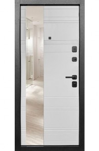 Входная дверь 7 см Штамп Букле графит Эмалит Белый зеркало 