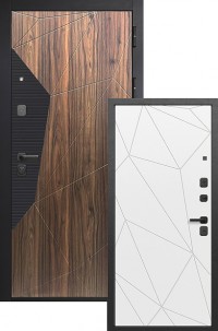 Входная дверь Геометрия Орех пекан Эмалит белый Белый