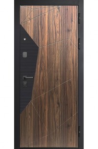 Входная дверь Геометрия Орех пекан Эмалит белый 