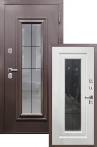 Входная дверь Термо-4 Букле шоколад Эмалит белый Белый матовый