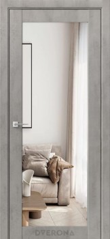 Межкомнатная дверь Сингл зеркало Бетон грей